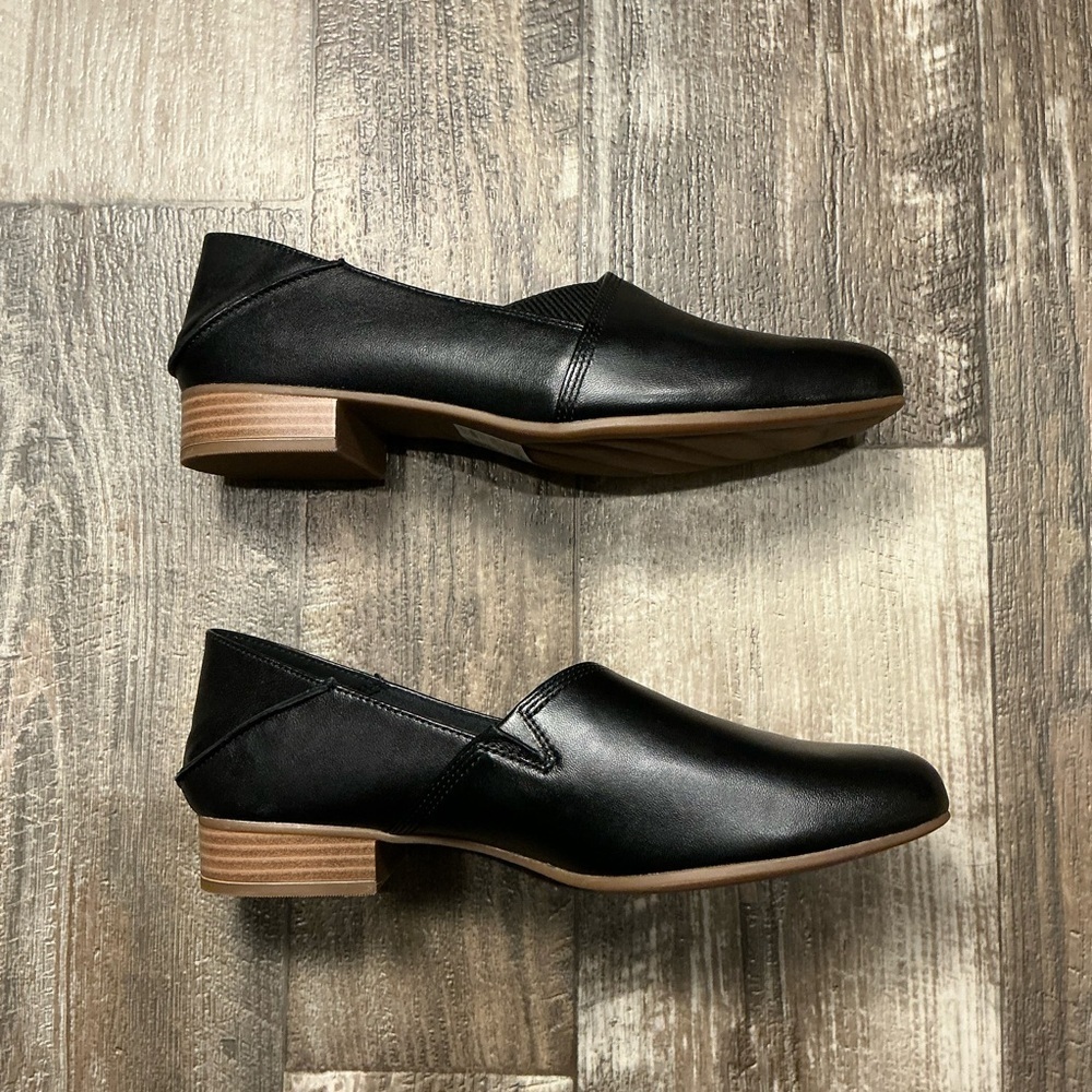 Clark’s Black Leather Low Block Heel Loafers Size 10 - Picture 15 of 16